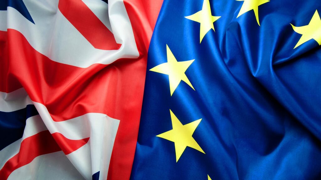 Brexit with the UK and European Union flags