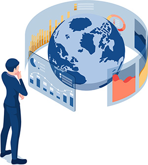 Business person analysing data